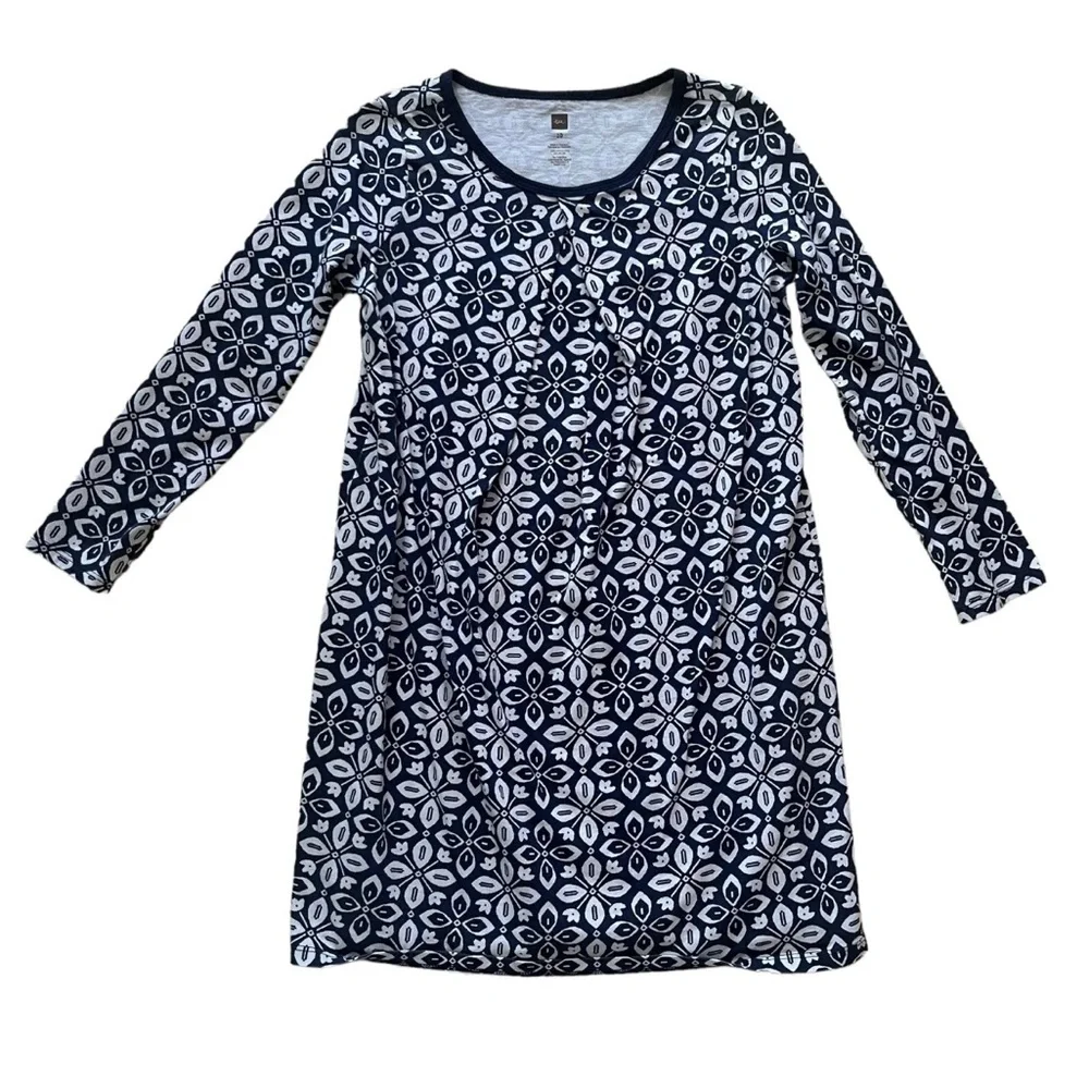 Tea Collection Gray and Blue Casual Long Sleeve Dress